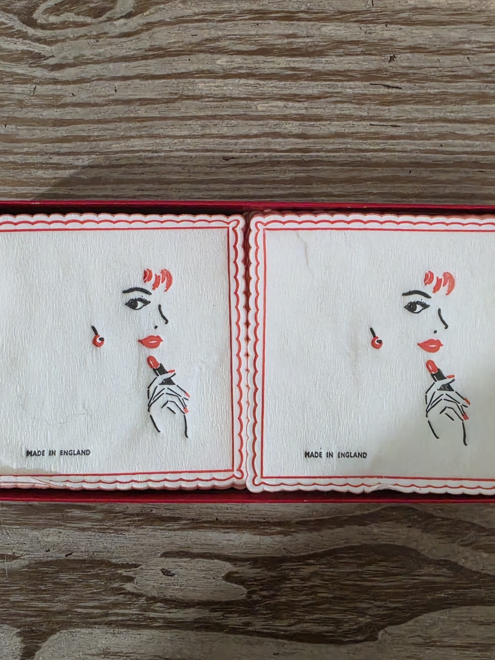 Vtg '50s Lipstick Pads Unused 24 Ct. Box Kiss And Make Up Freund Mayer England